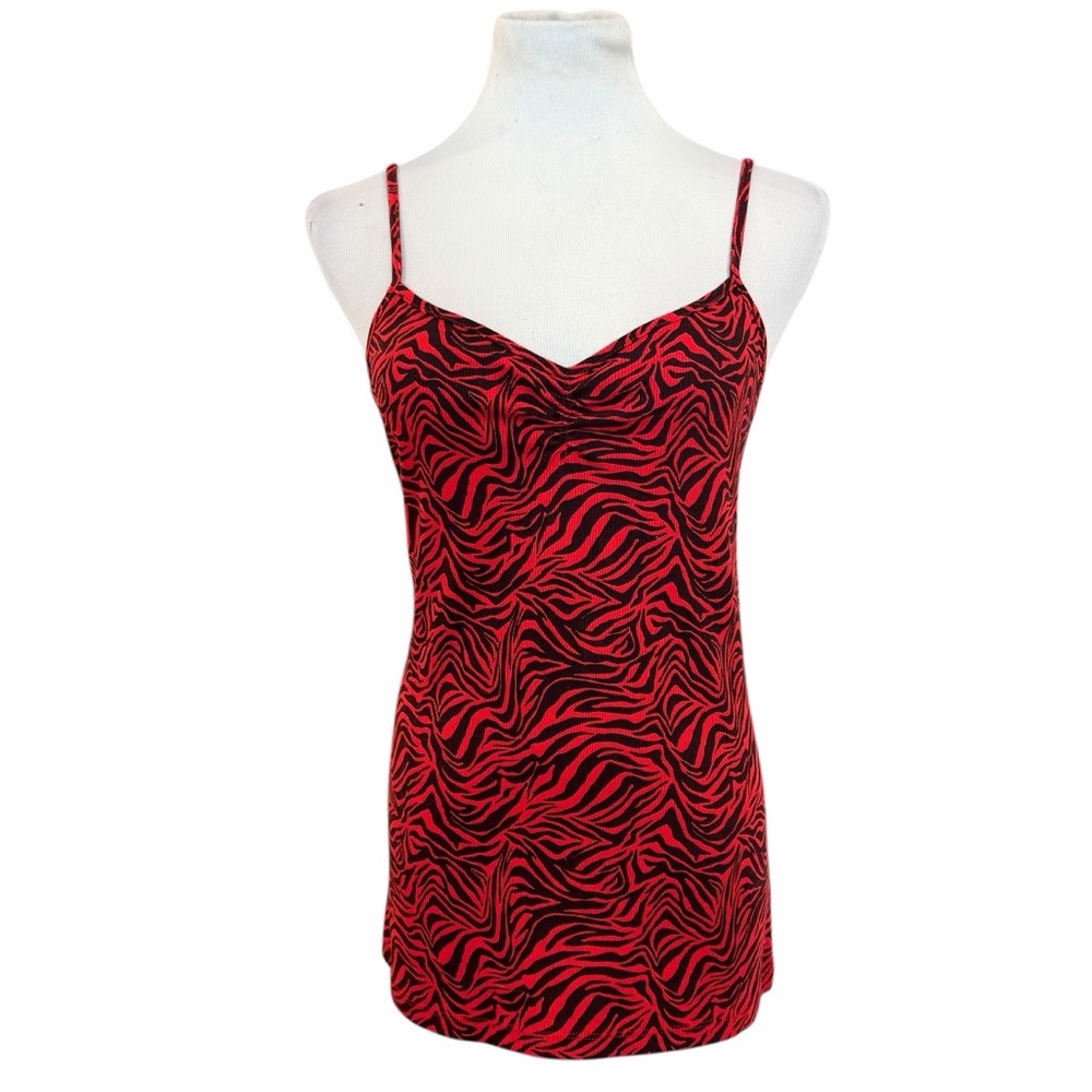 10/$25🦋 Vintage Y2K No Boundaries Red & Black Zebra Print Ribbed Camisole - XL - Picture 5 of 14